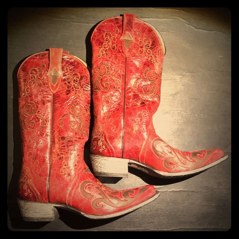 Red leather boots! NEW!